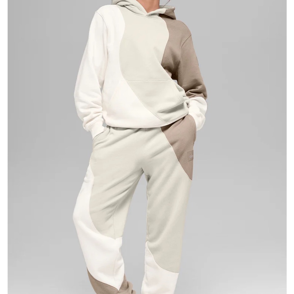 ALO Yoga Colorblock Track Pants - White, Cream, Tan